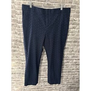 Banana Republic Hampton Eyelet Cropped Pants‎ Navy Blue Career Size 14